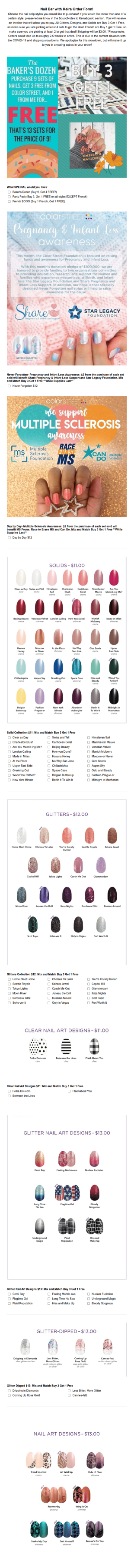 Nail Bar With Keira Ordering Form! Form Template