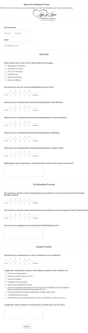New Hire Feedback Form Template
