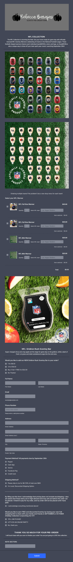 Nfl Pre Order Form Template