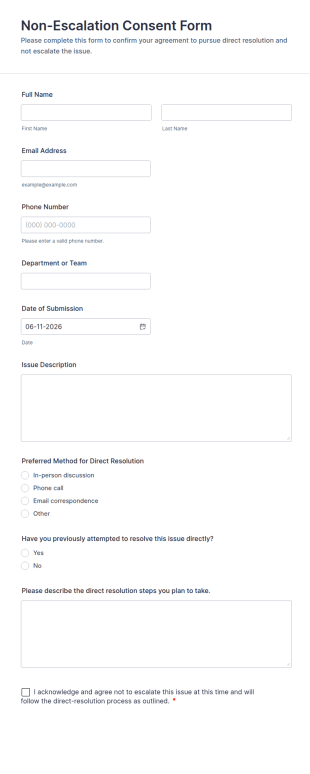 Non Escalation Consent Form Template