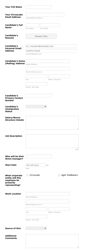 Offer Letter Submission Form Template