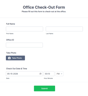 Office Check Out Form Template
