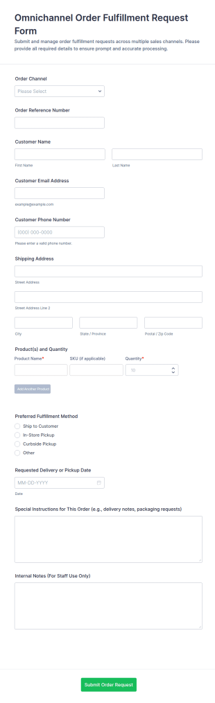 Omnichannel Order Fulfillment Request Form Template