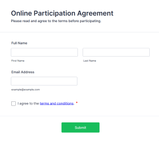 Online Participation Agreement Form Template