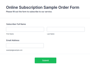 Online Subscription Sample Order Form Template
