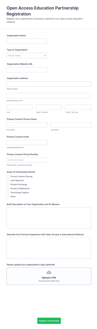 Open Access Education Partnership Registration Form Template