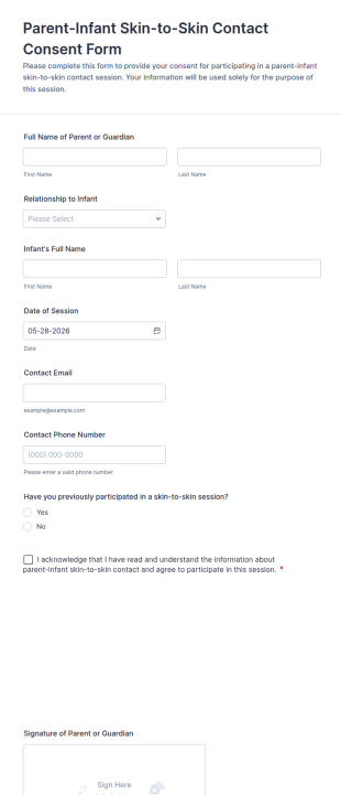 Parent Infant Skin To Skin Contact Consent Form Template