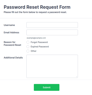 Password Reset Request Form Template