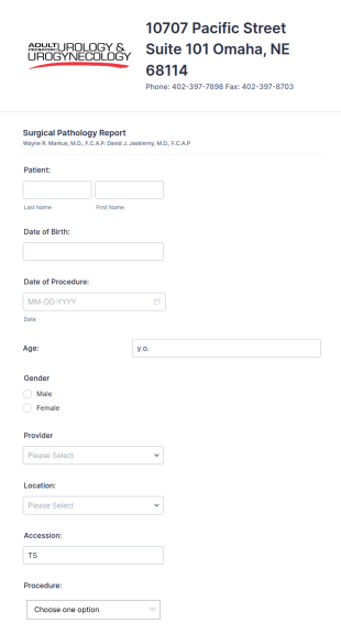 Surgical Pathology Report Form Template