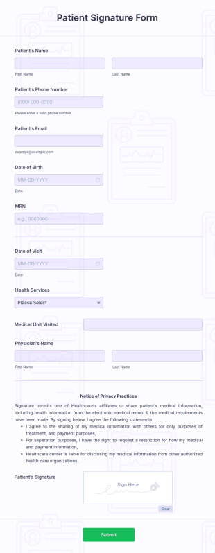 Patient Signature Form Template