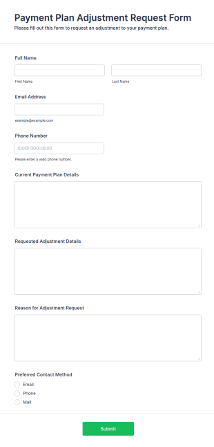 Payment Plan Adjustment Request Form Template