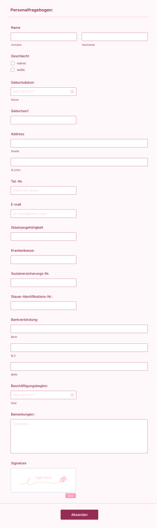 Personalfragebogen