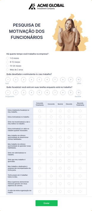 Pesquisa De Motivação Dos Funcionários