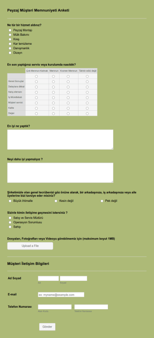 Peyzaj Musteri Memnuniyeti Anketi Form Şablonu