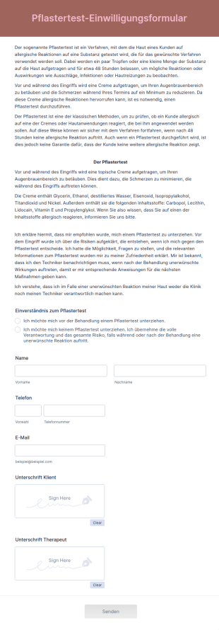 Pflastertest Einwilligungsformular