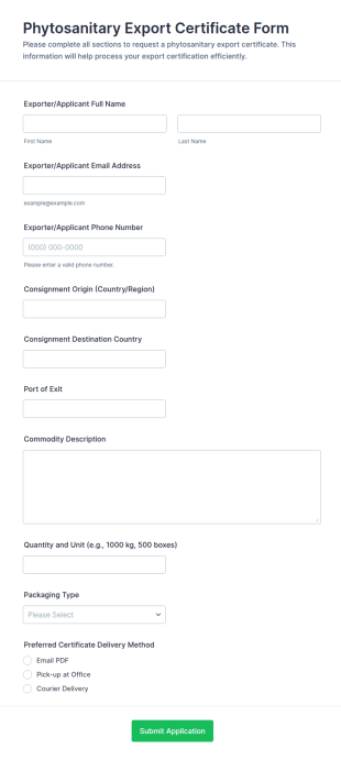 Phytosanitary Export Certificate Form Template