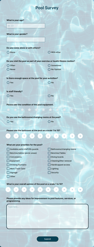Pool Survey Form Template