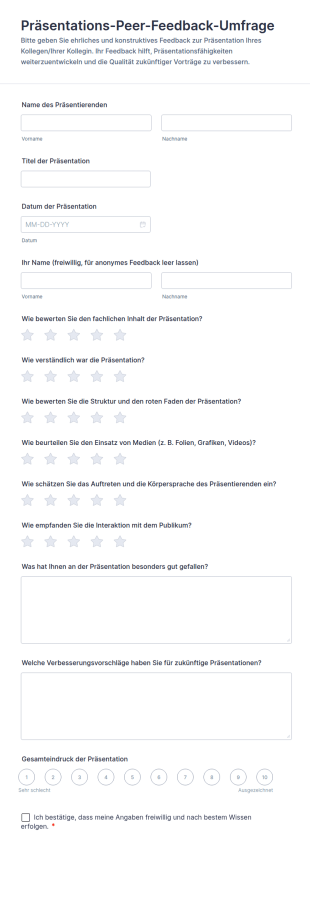Pr&auml;sentations Peer Feedback Umfrage