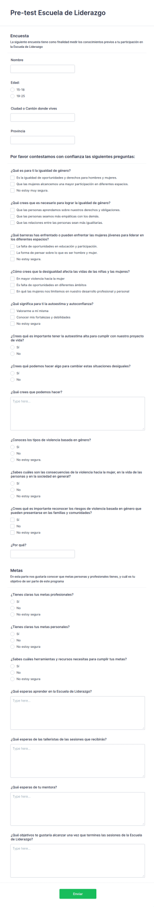 Pre Test Escuela De Liderazgo