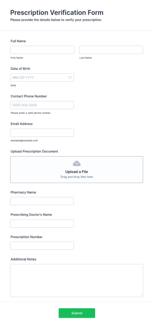 Prescription Verification Form Template