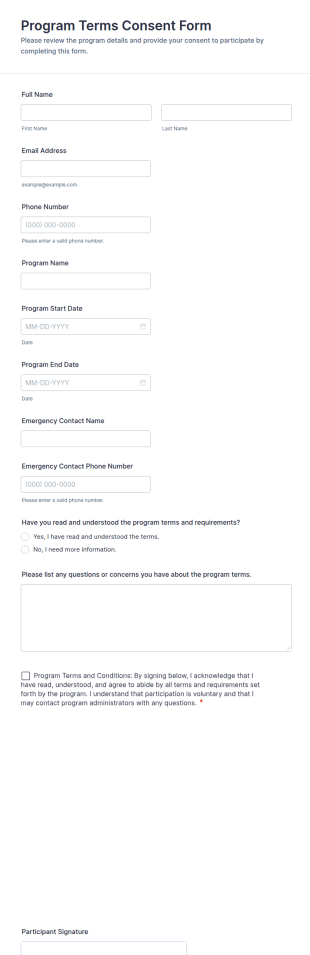 Program Terms Consent Form Template
