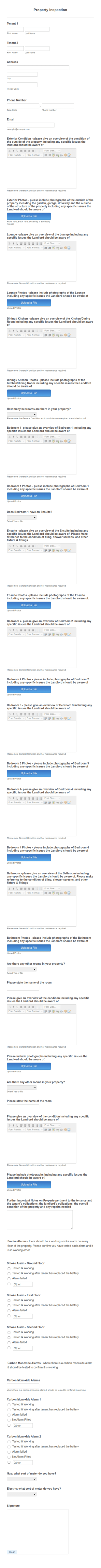 Property Inspection Report Form Template