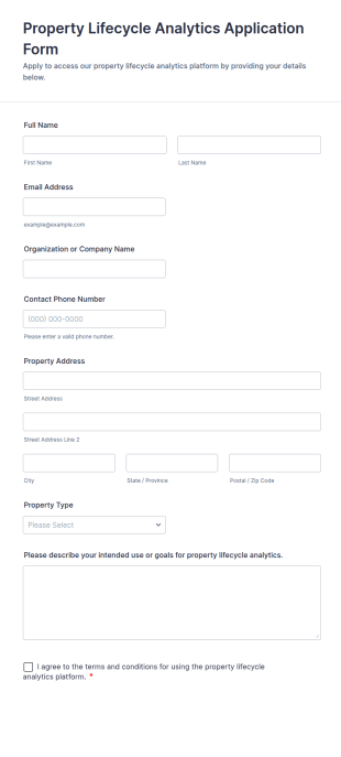 Property Lifecycle Analytics Application Form Template