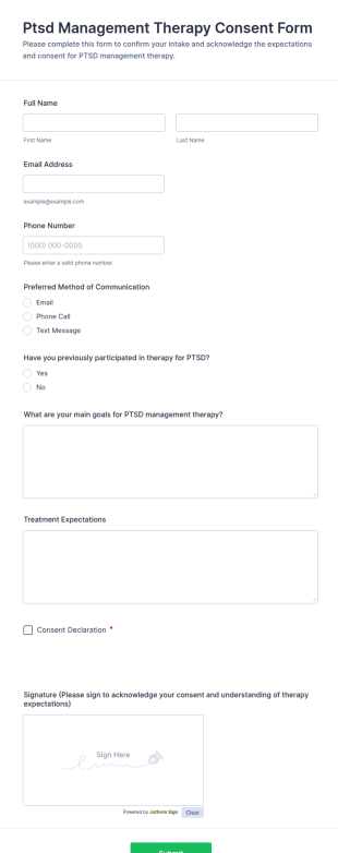 PTSD Management Therapy Consent Form Template