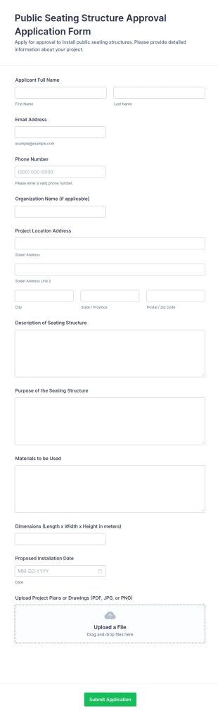 Public Seating Structure Approval Application Form Template
