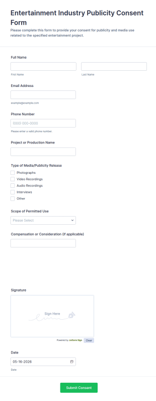Publicity Consent Form Template