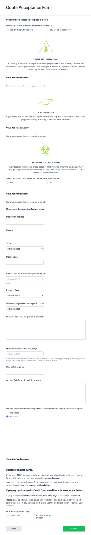Quote Acceptance Form Template
