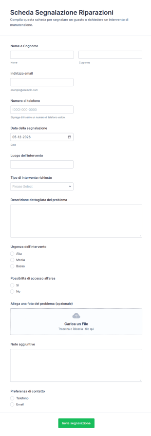 Rapporto Di Riparazione Modulo