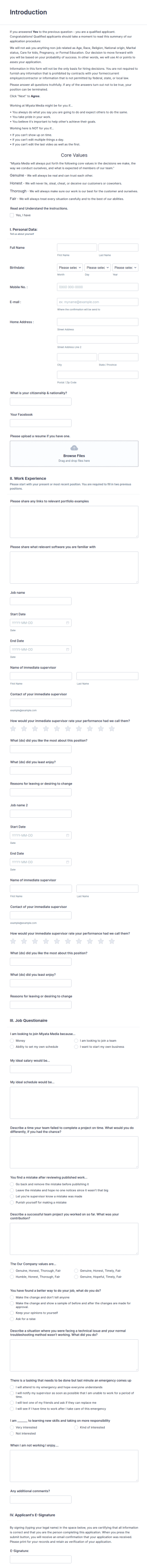 Real Estate Application Form Template