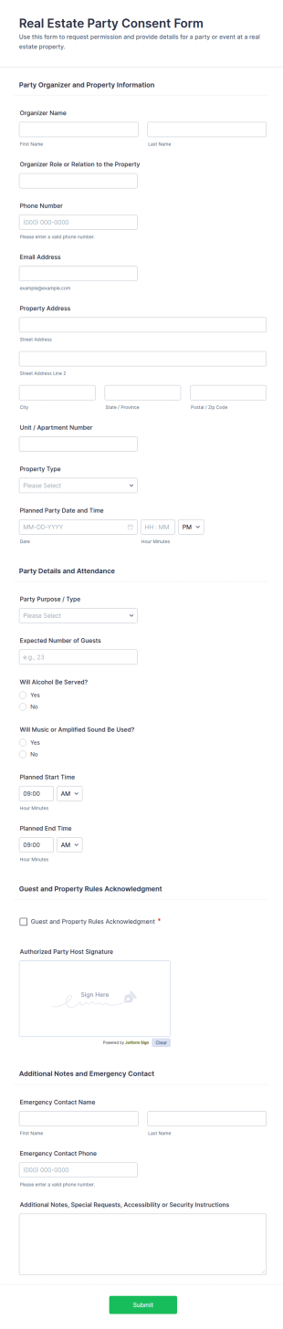 Real Estate Party Consent Form Template