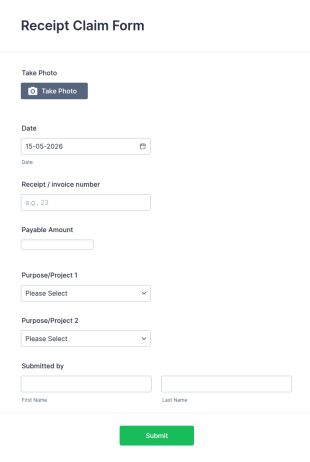 Receipt Claim Form Template