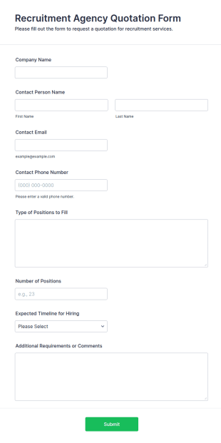 Recruitment Agency Quotation Form Template