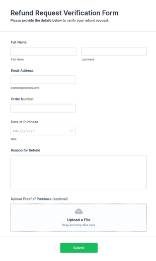 Refund Request Verification Form Template