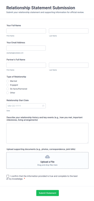 Relationship Statement Submission Form Template