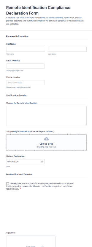 Remote Identification Compliance Declaration Form Template