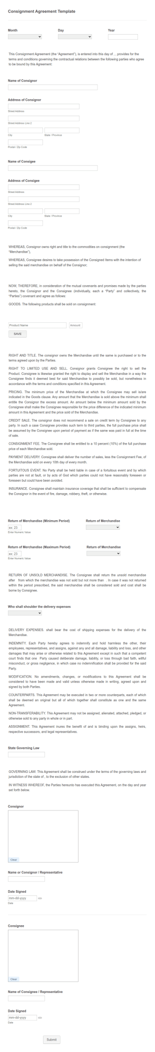 Reseller Agreement Form Template