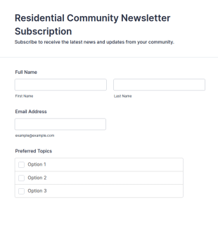 Residential Community Newsletter Subscription Form Template