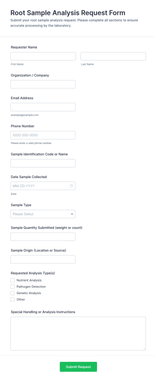Root Sample Analysis Request Form Template