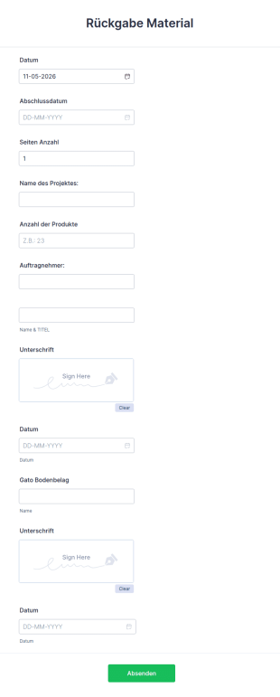 R&uuml;ckgabeformular
