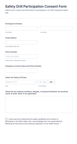 Safety Drill Participation Consent Form Template