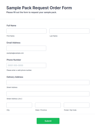 Sample Pack Request Order Form Template