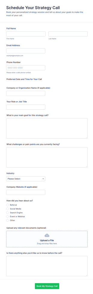 Schedule Your Strategy Call Form Template