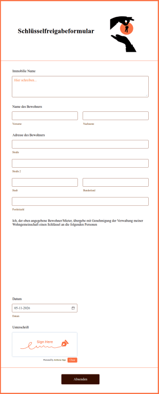 Schlüsselfreigabeformular