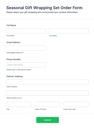 Seasonal Gift Wrapping Set Order Form Template