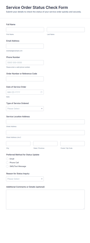 Service Order Status Check Form Template