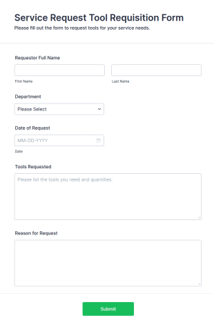 Service Request Tool Requisition Form Template